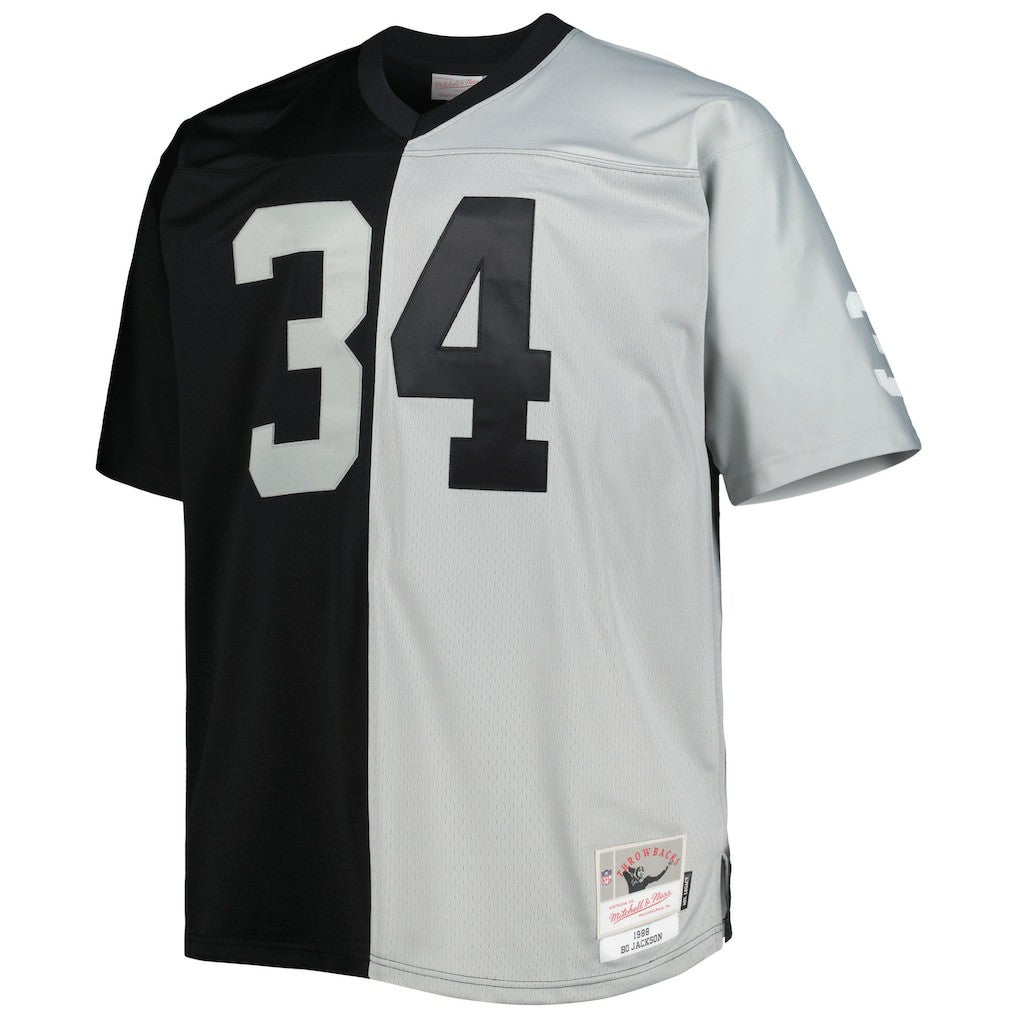 Bo Jackson Las Vegas Raiders Big & Tall Split Legacy Retired Player Replica Jersey Black/Silver