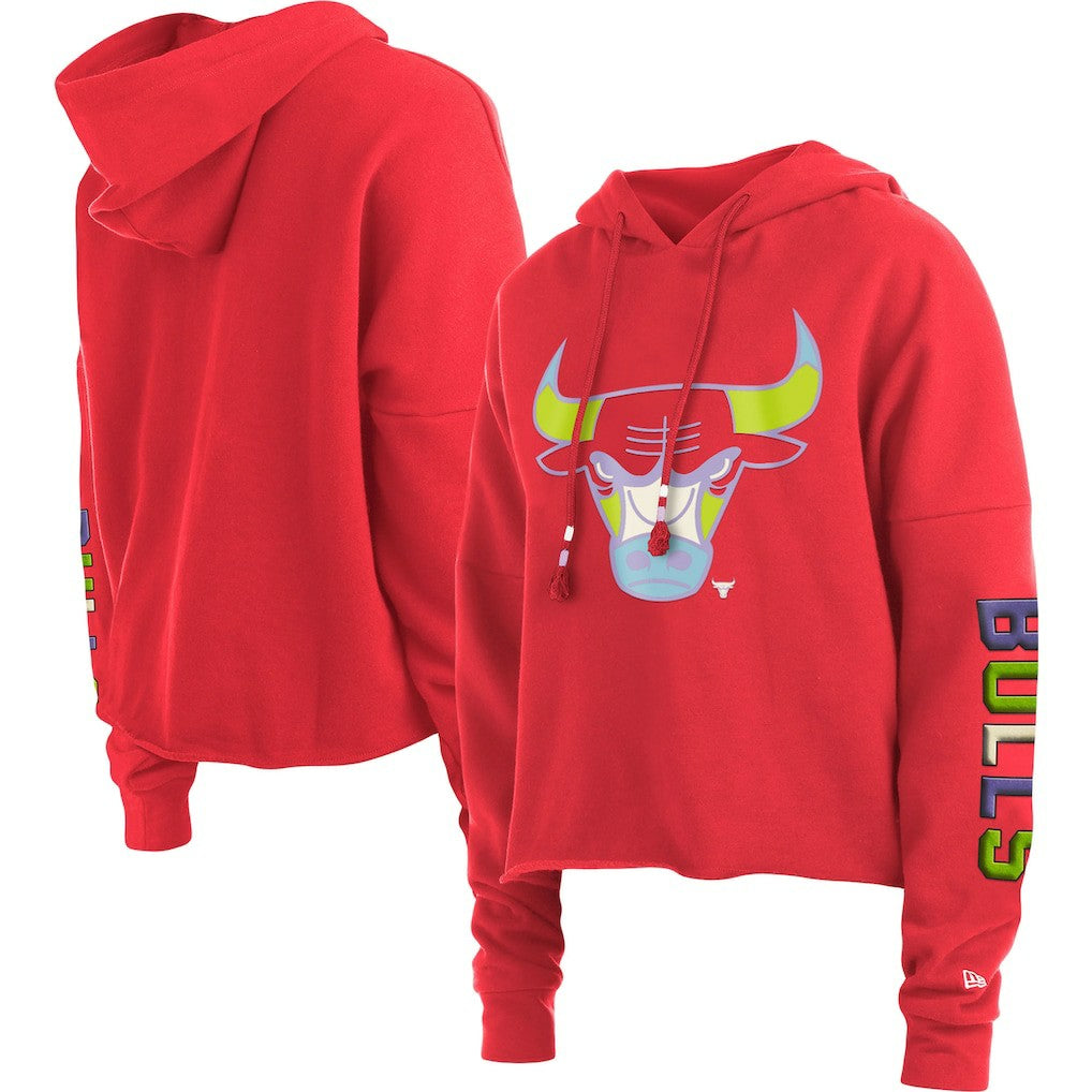 Chicago Bulls Women's Color Pack Cropped Top Pullover Hoodie Red