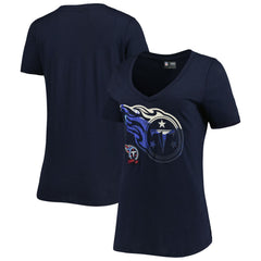 Tennessee Titans New Era Women's Ink Dye Sideline V-Neck T-Shirt Navy