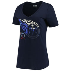 Tennessee Titans New Era Women's Ink Dye Sideline V-Neck T-Shirt Navy