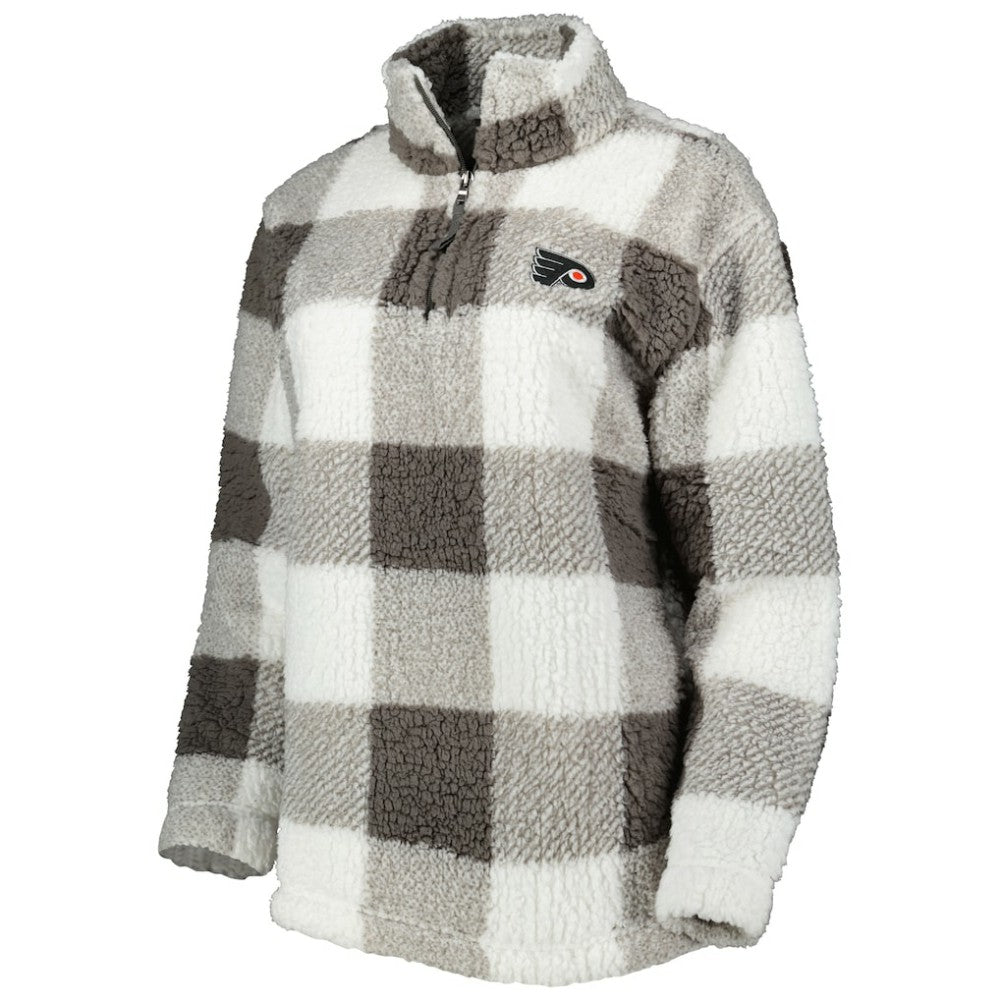 NHL Philadelphia Flyers G-III 4Her by Carl Banks Women's Logo Plaid Sherpa Quarter-Zip Jacket - Gray/White