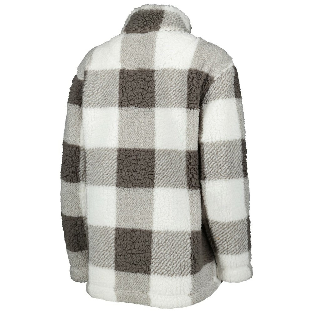 NHL Philadelphia Flyers G-III 4Her by Carl Banks Women's Logo Plaid Sherpa Quarter-Zip Jacket - Gray/White