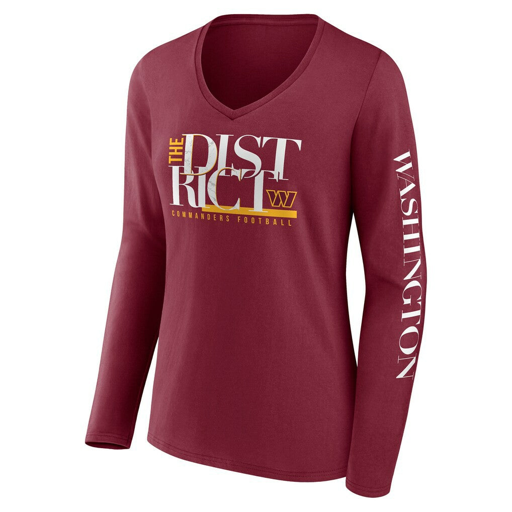 Washington Commanders Women's Hometown Sweep Long Sleeve V-Neck T-Shirt Burgundy