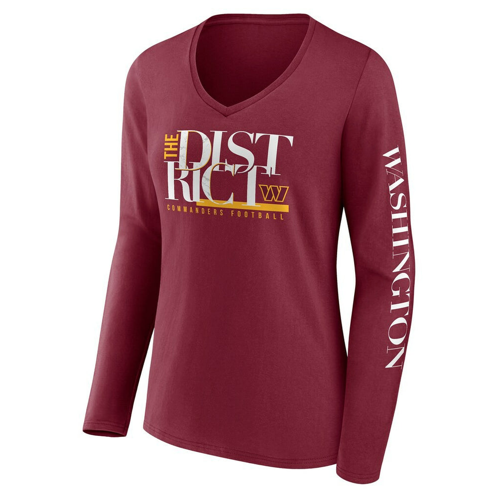 Washington Commanders Women's Hometown Sweep Long Sleeve V-Neck T-Shirt Burgundy