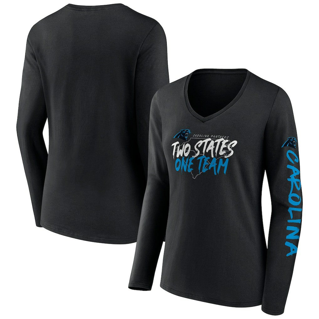 Carolina Panthers Women's Hometown Sweep Long Sleeve V-Neck T-Shirt Black