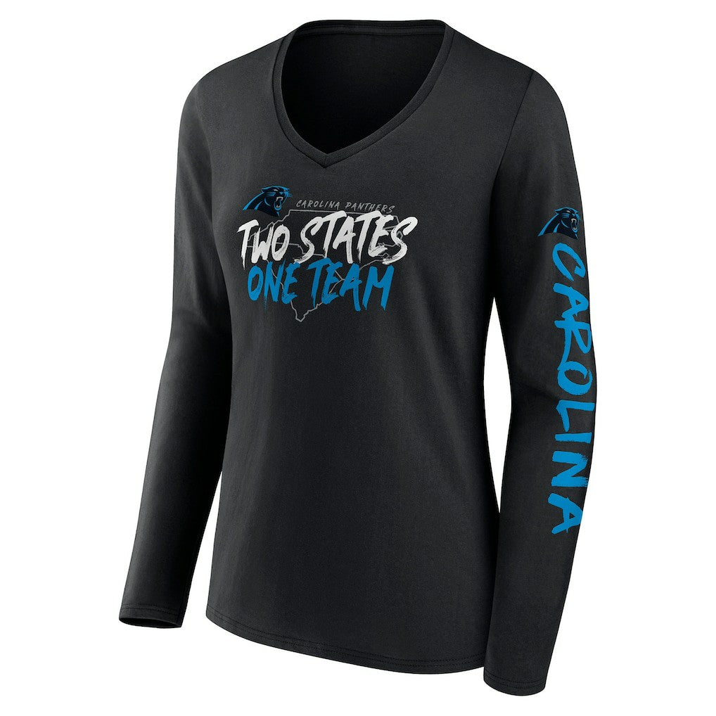 Carolina Panthers Women's Hometown Sweep Long Sleeve V-Neck T-Shirt Black