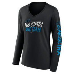 Carolina Panthers Women's Hometown Sweep Long Sleeve V-Neck T-Shirt Black