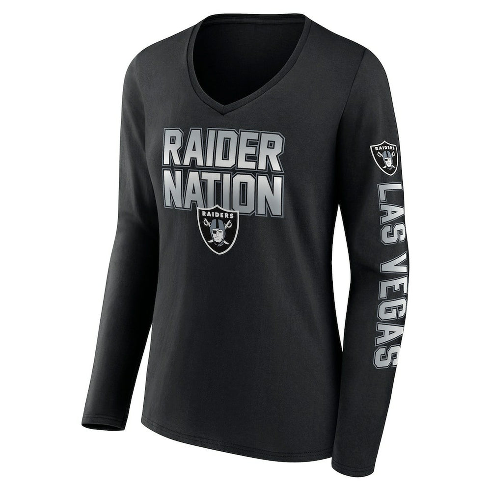 Las Vegas Raiders Women's Hometown Sweep Long Sleeve V-Neck T-Shirt Black