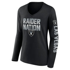 Las Vegas Raiders Women's Hometown Sweep Long Sleeve V-Neck T-Shirt Black