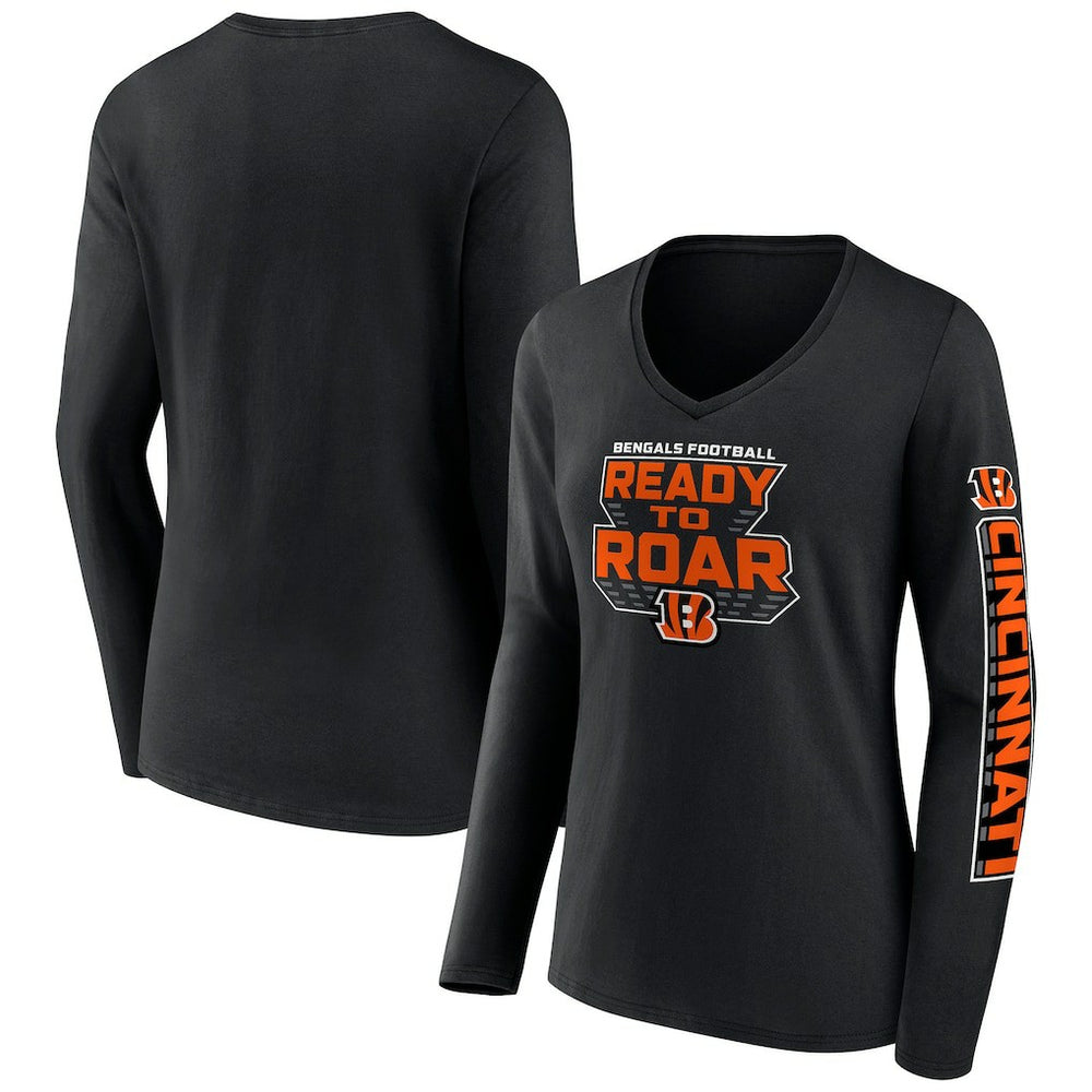 Cincinnati Bengals Women's Hometown Sweep Long Sleeve V-Neck T-Shirt Black
