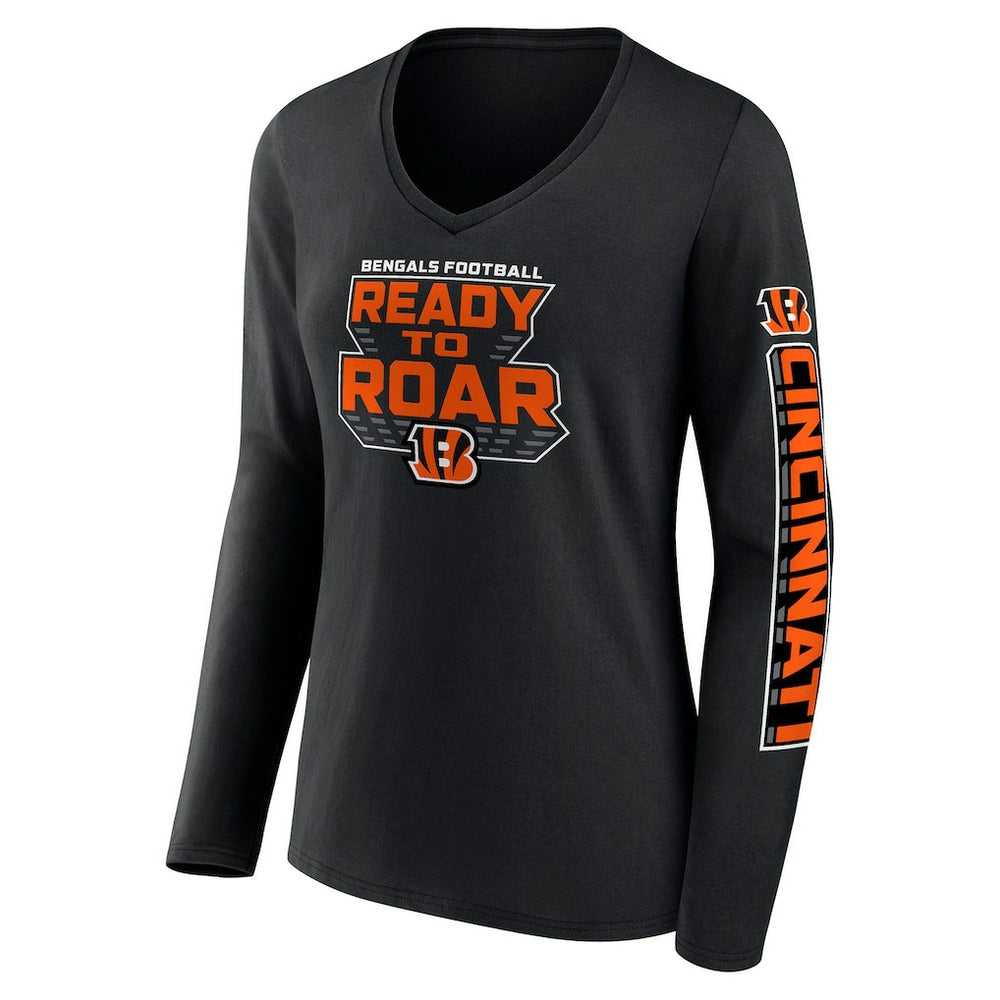 Cincinnati Bengals Women's Hometown Sweep Long Sleeve V-Neck T-Shirt Black