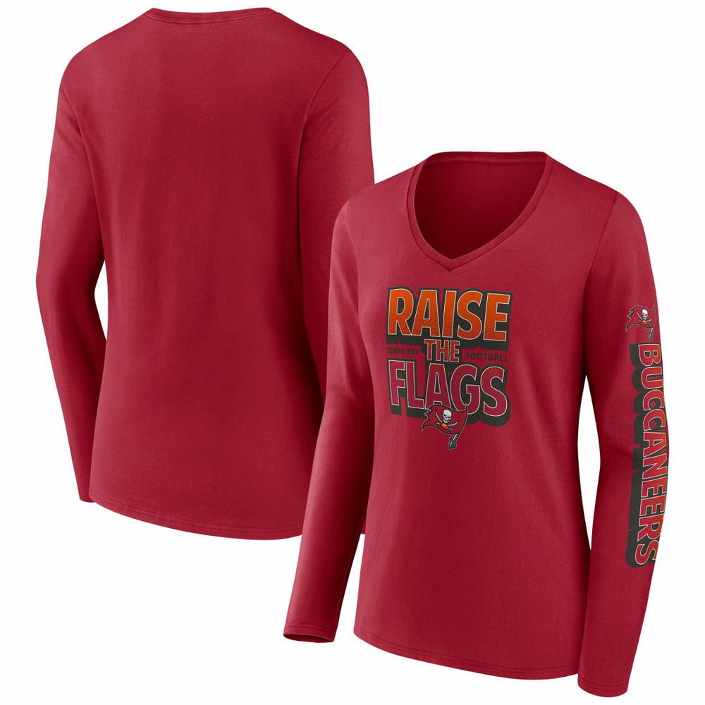 Tampa Bay Buccaneers Women's Hometown Sweep Long Sleeve V-Neck T-Shirt Red