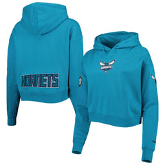 Charlotte Hornets Pro Standard Women's Classic Fleece Cropped Pullover Hoodie Teal