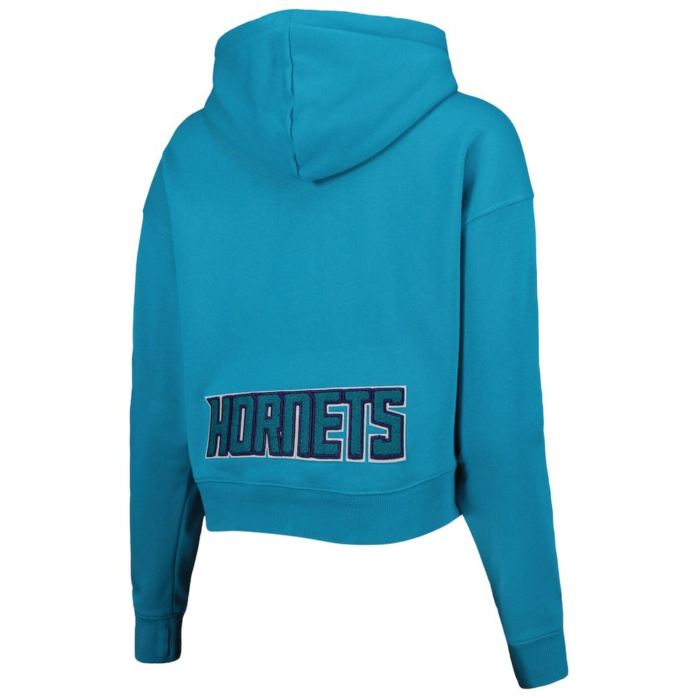 Charlotte Hornets Pro Standard Women's Classic Fleece Cropped Pullover Hoodie Teal