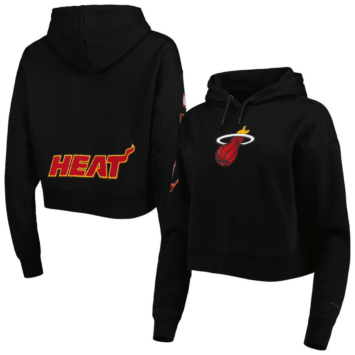 Miami Heat Pro Standard Women's Classic Fleece Cropped Pullover Hoodie Black