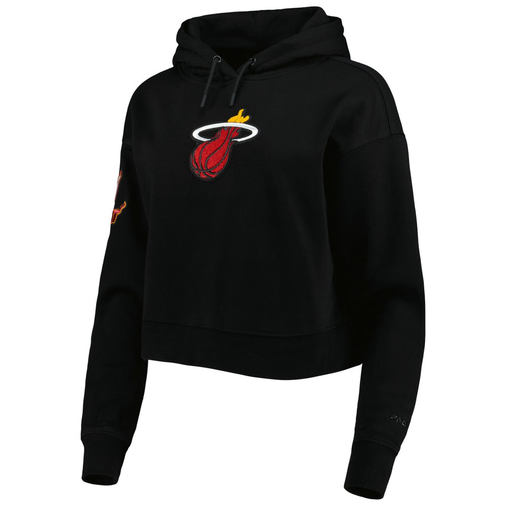 Miami Heat Pro Standard Women's Classic Fleece Cropped Pullover Hoodie Black