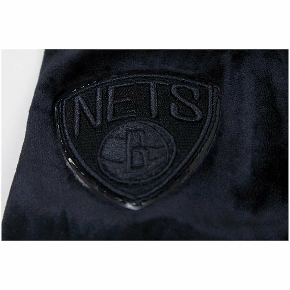 Brooklyn Nets Pro Standard Women's Triple Black Velour Full-Zip Hoodie