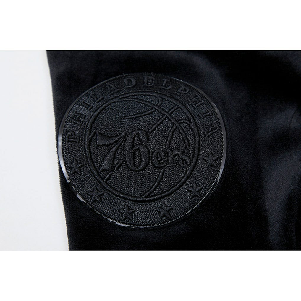 Philadelphia 76ers Pro Standard Women's Triple Black Velour Full-Zip Hoodie