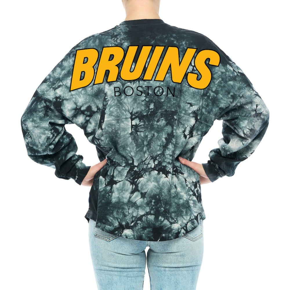NHL Boston Bruins Fanatics Women's Crystal-Dye Long Sleeve T-Shirt - Black