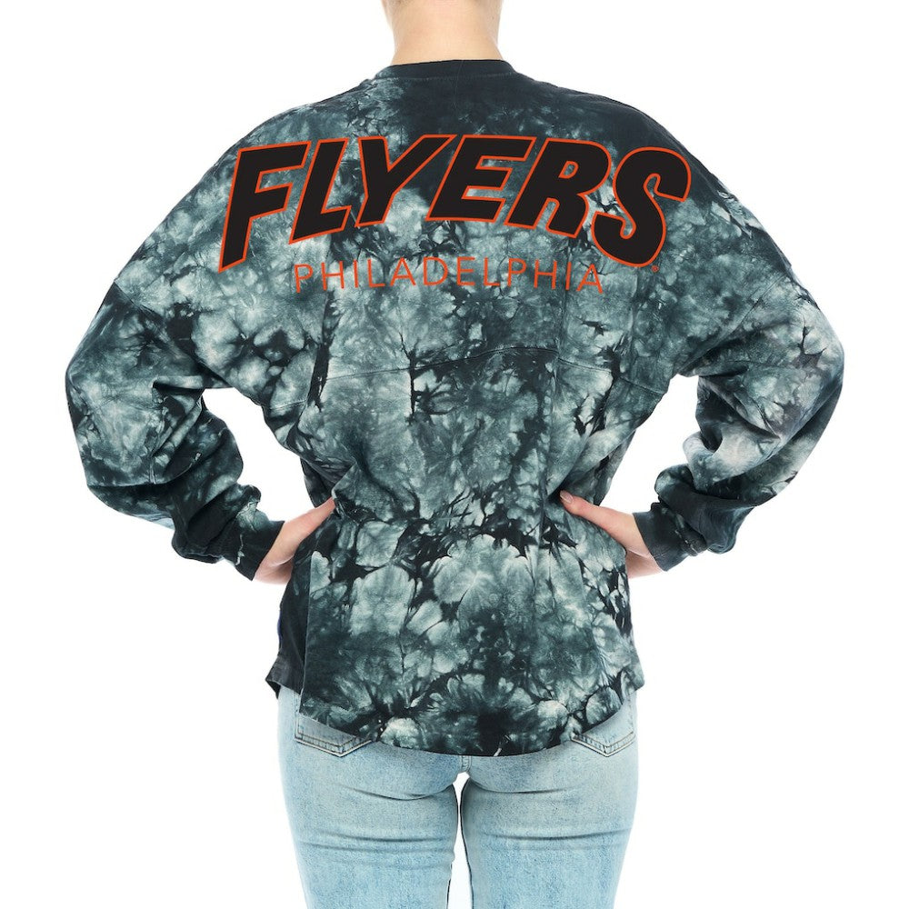 NHL Philadelphia Flyers Fanatics Women's Crystal-Dye Long Sleeve T-Shirt - Black