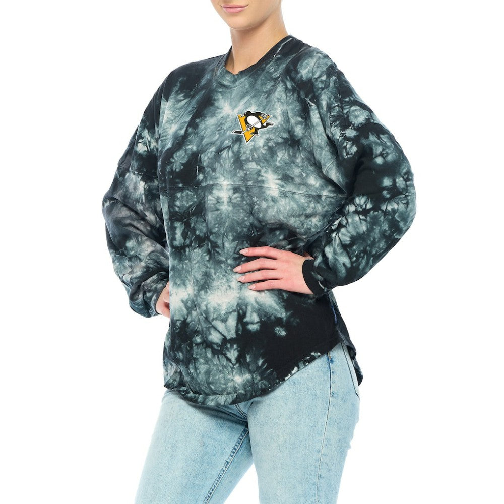 NHL Pittsburgh Penguins Fanatics Women's Crystal-Dye Long Sleeve T-Shirt - Black