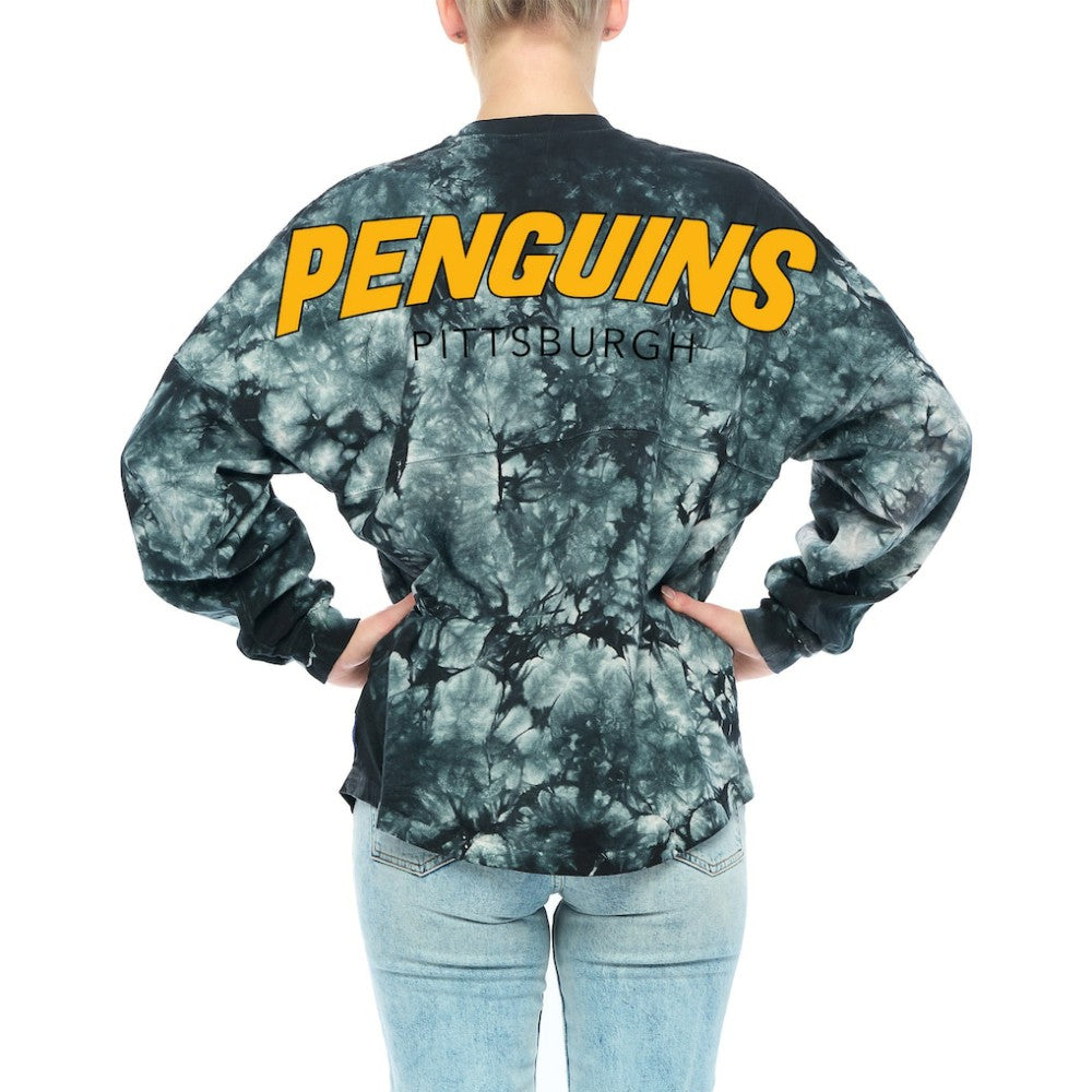 NHL Pittsburgh Penguins Fanatics Women's Crystal-Dye Long Sleeve T-Shirt - Black