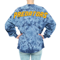 NHL Nashville Predators Fanatics Women's Crystal-Dye Long Sleeve T-Shirt - Navy