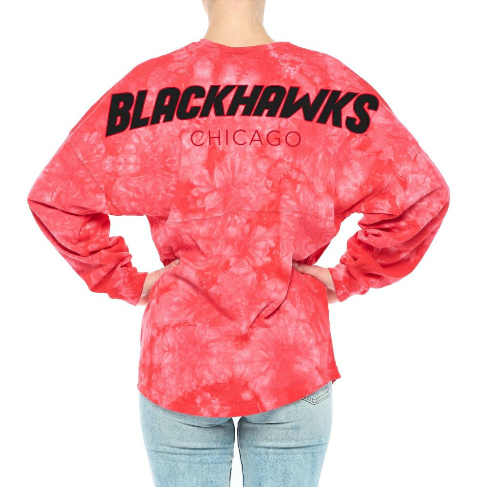 NHL Chicago Blackhawks Fanatics Women's Crystal-Dye Long Sleeve T-Shirt - Red