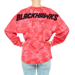 NHL Chicago Blackhawks Fanatics Women's Crystal-Dye Long Sleeve T-Shirt - Red