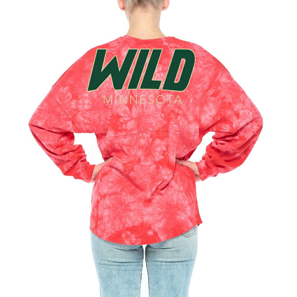 NHL Minnesota Wild Fanatics Women's Crystal-Dye Long Sleeve T-Shirt - Red