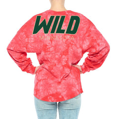 NHL Minnesota Wild Fanatics Women's Crystal-Dye Long Sleeve T-Shirt - Red