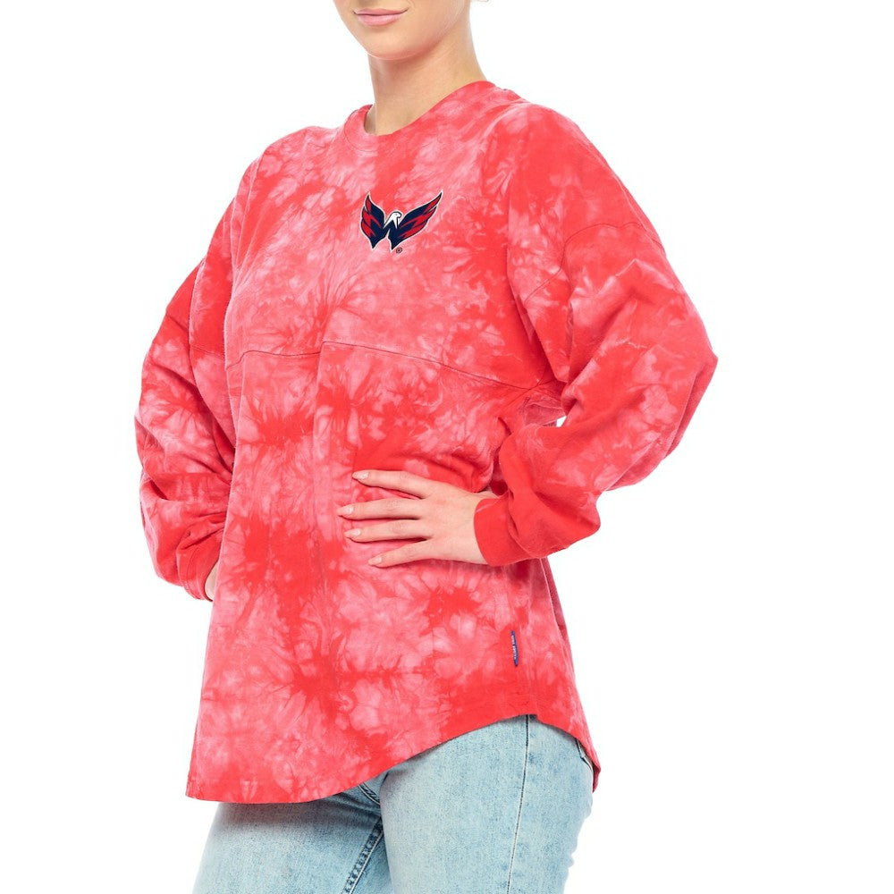 NHL Washington Capitals Fanatics Women's Crystal-Dye Long Sleeve T-Shirt - Red