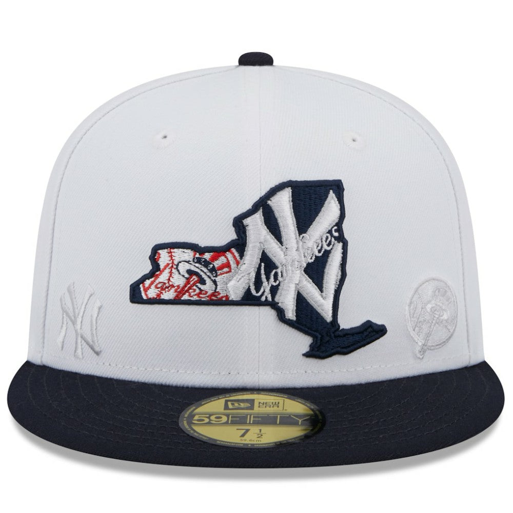 New York Yankees New Era State 59FIFTY Fitted Hat - White/Navy Hats
