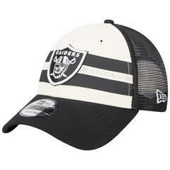 Las Vegas Raiders New Era Team Stripe Trucker 9FORTY Snapback Hat Cream/Black
