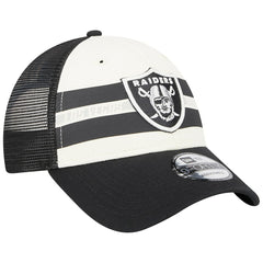Las Vegas Raiders New Era Team Stripe Trucker 9FORTY Snapback Hat Cream/Black