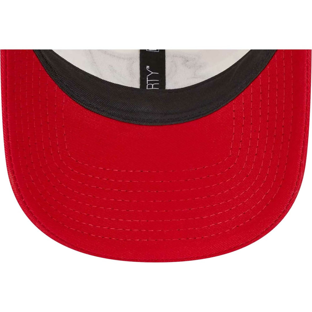 Tampa Bay Buccaneers New Era Team Stripe Trucker 9FORTY Snapback Hat Cream/Red