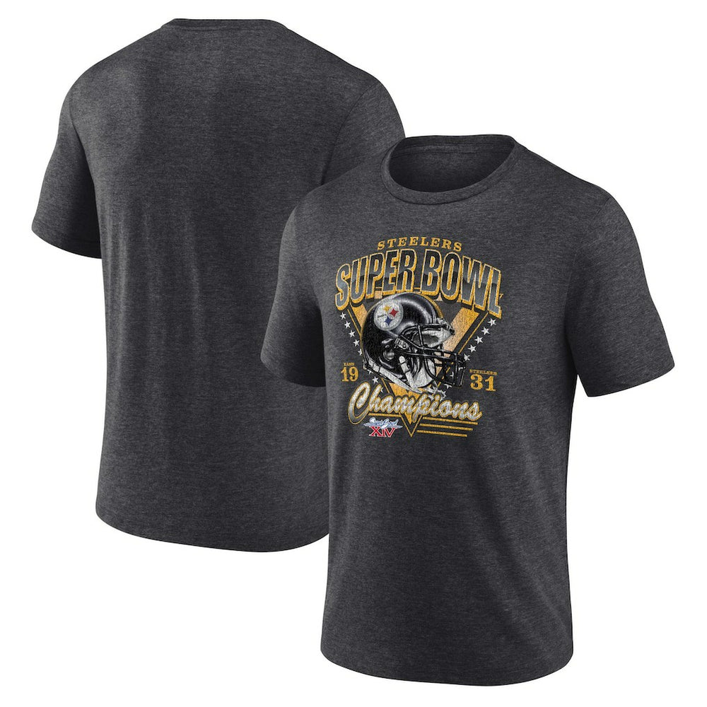 Pittsburgh Steelers Hometown Old-Fashioned Super Bowl XIV Champions Tri-Blend T-Shirt Charcoal