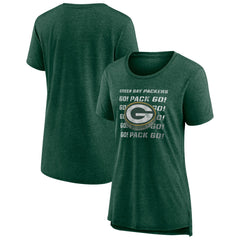 Green Bay Packers Women's Hometown First Down Tri-Blend T-Shirt Heather Green