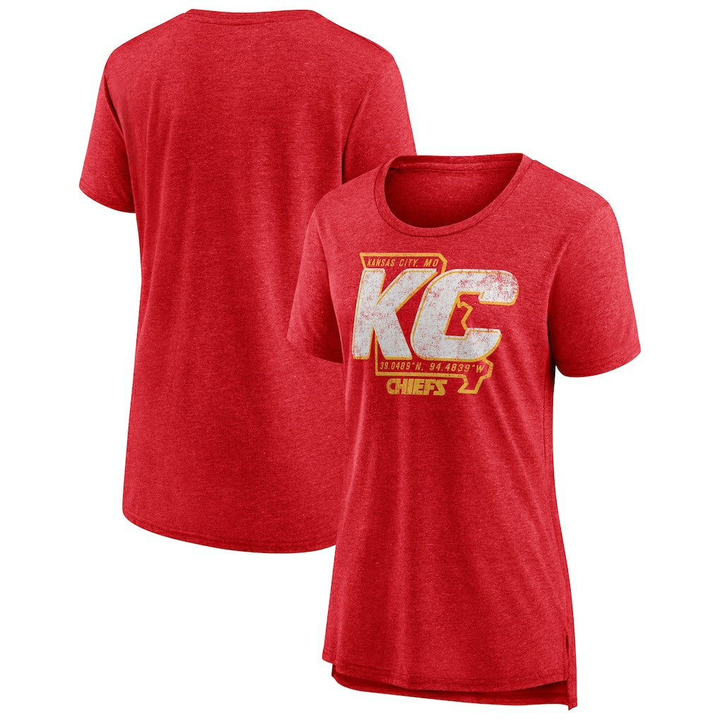 Kansas City Chiefs Women's Hometown First Down Tri-Blend T-Shirt Heather Red