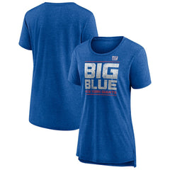 New York Giants Women's Hometown First Down Tri-Blend T-Shirt Heather Royal