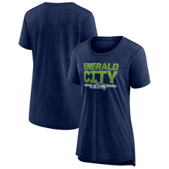 Seattle Seahawks Women's Hometown First Down Tri-Blend T-Shirt Heather College Navy