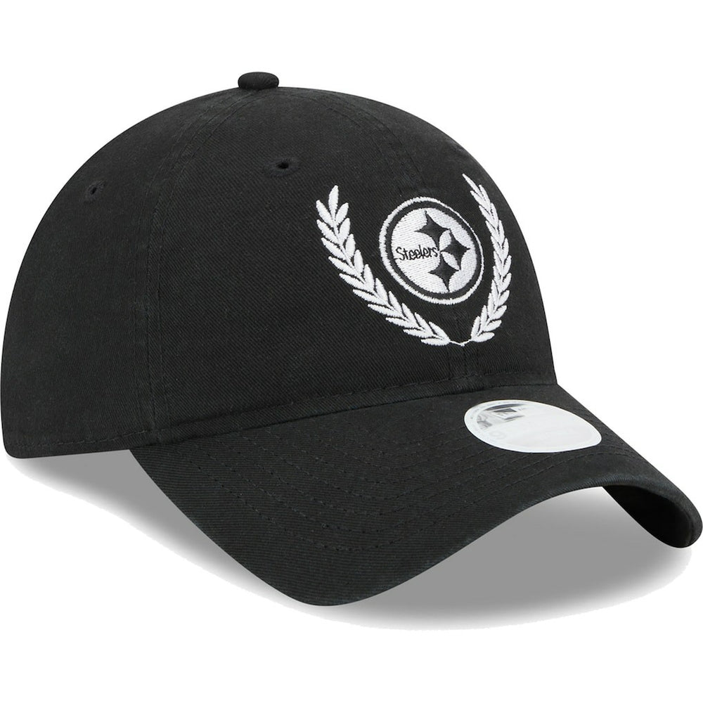 Pittsburgh Steelers New Era Women's Leaves 9TWENTY Adjustable Hat Black