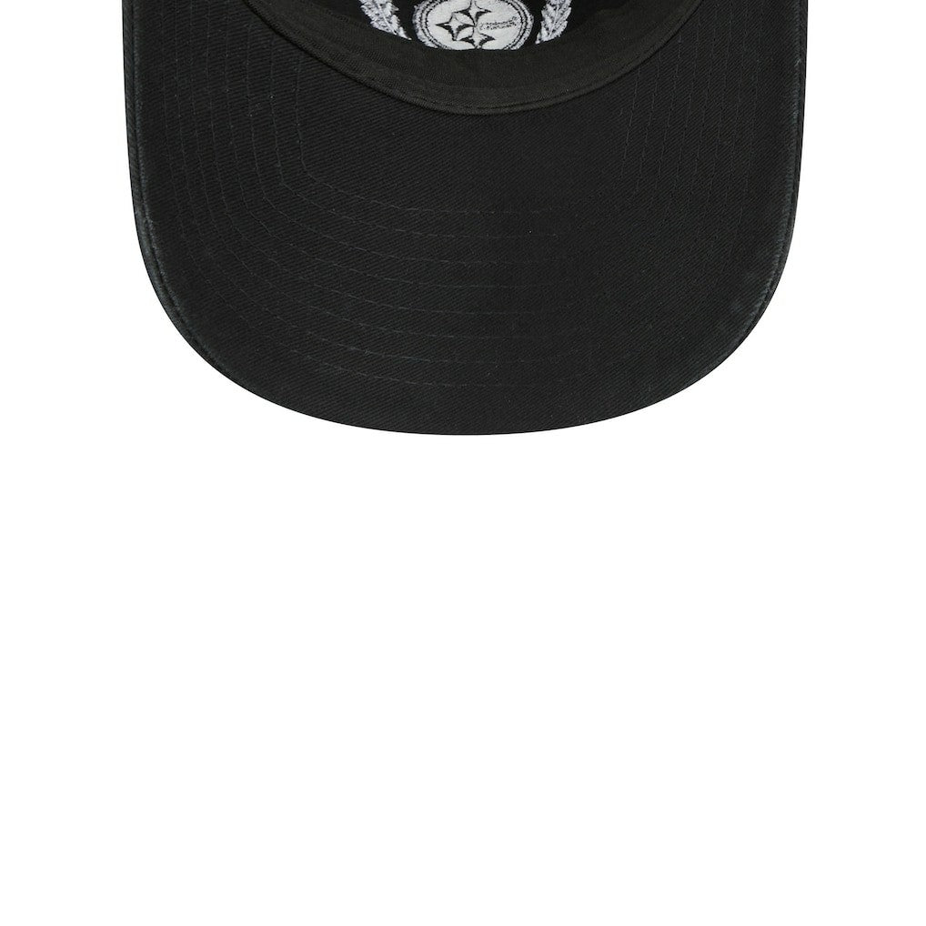 Pittsburgh Steelers New Era Women's Leaves 9TWENTY Adjustable Hat Black