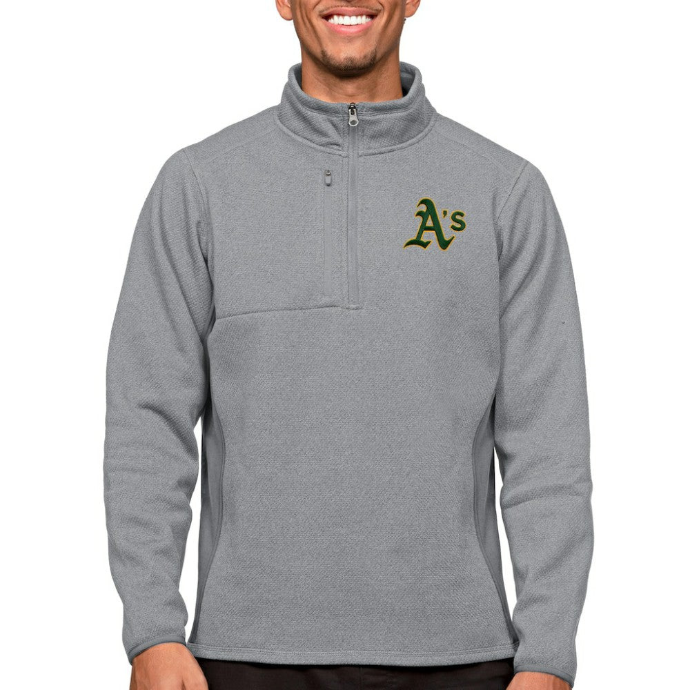 Athletics Antigua Course Quarter-Zip Pullover Top - Heathered Gray Pullover