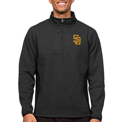 San Diego Padres Antigua Course Quarter-Zip Pullover Top - Heathered Black Pullover