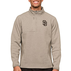 San Diego Padres Antigua Course Quarter-Zip Pullover Top - Oatmeal Pullover