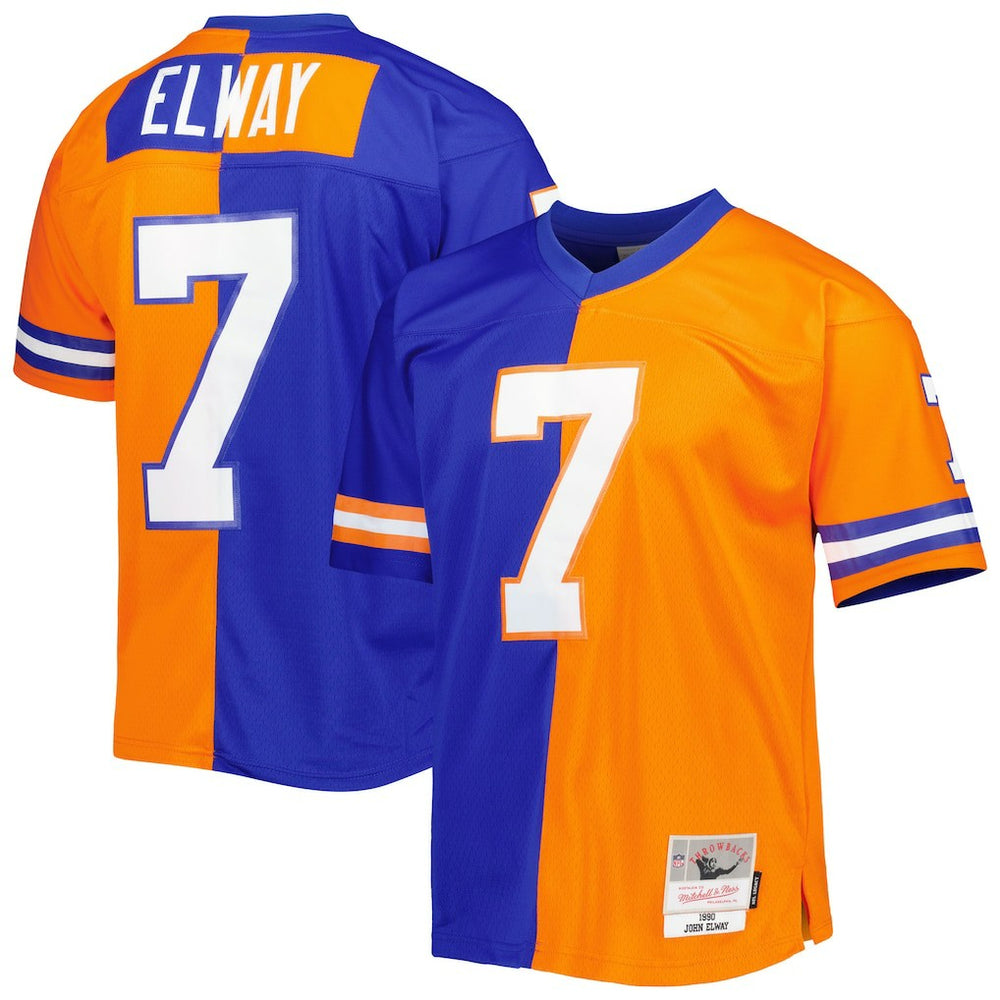 John Elway Denver Broncos 1990 Split Legacy Replica Jersey Royal/Orange