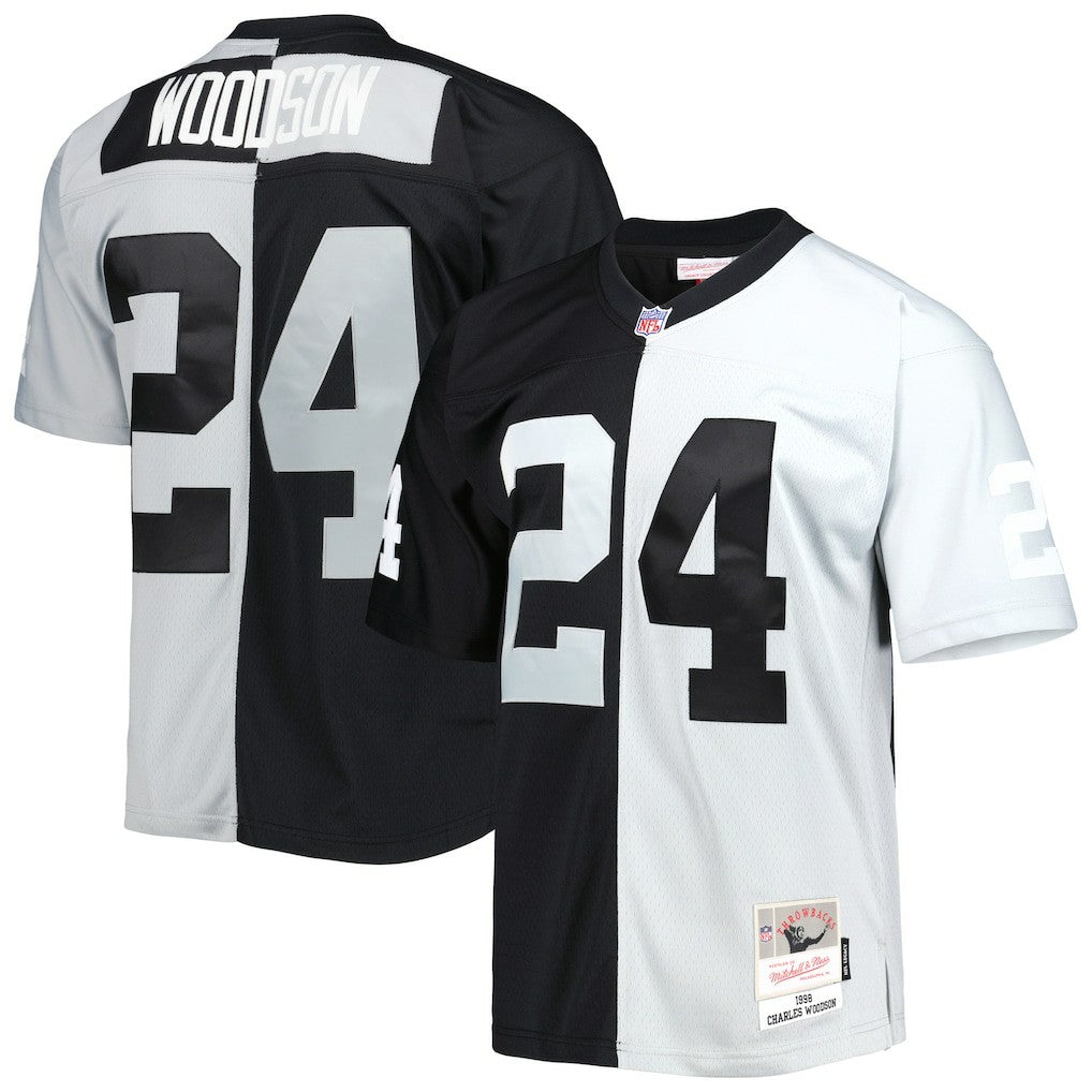 Charles Woodson Las Vegas Raiders 1998 Split Legacy Replica Jersey Black/Silver
