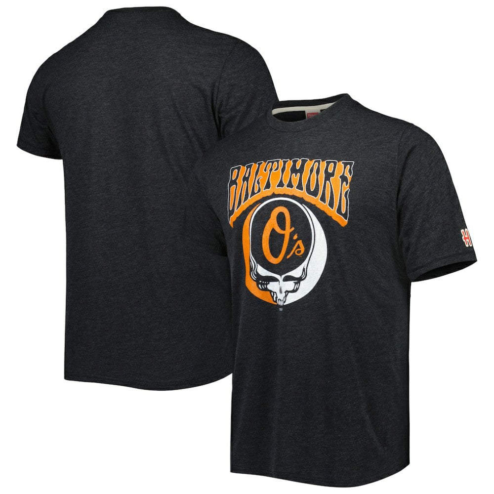 Baltimore Orioles Homage Grateful Dead Tri-Blend T-Shirt - Charcoal T-shirts