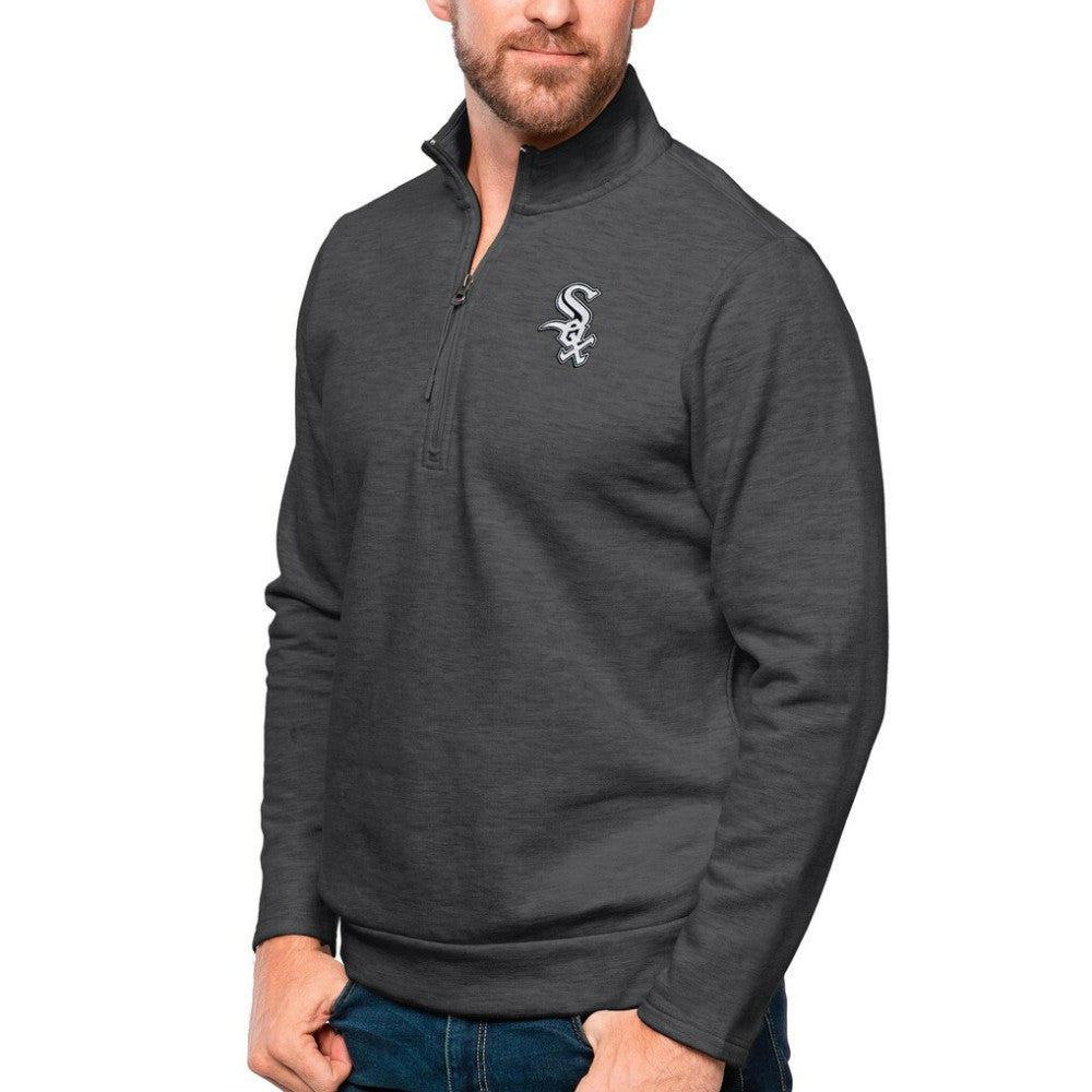 Chicago White Sox Antigua Gambit Quarter-Zip Pullover Top - Heathered Charcoal Pullover